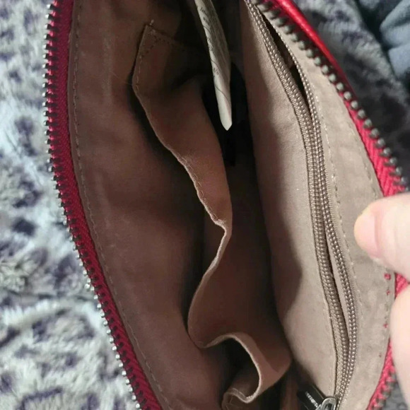 David Jones | Red Faux Leather Mini Bag City Style with  Long Removable Strap - Picture 9 of 12